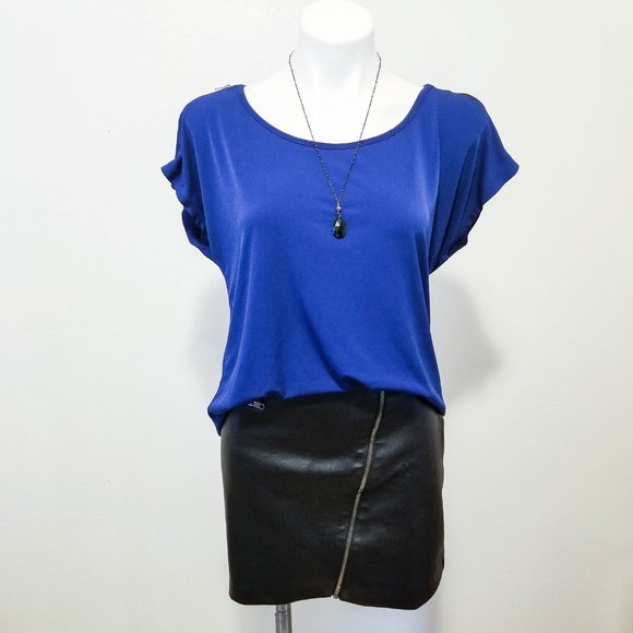 Royal Blue top with Zipper details Sz L - Picture 5 of 13